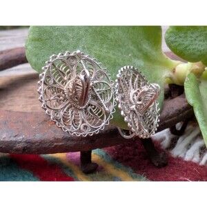 Vintage Silver Sombrero Screw Back Earrings